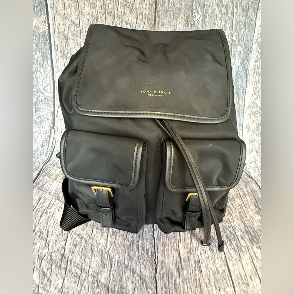 Tory Burch Perry Nylon Backpack in black.